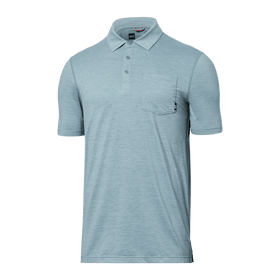 Front of DropTemp All Day Cooling Polo in Light Aqua Heather