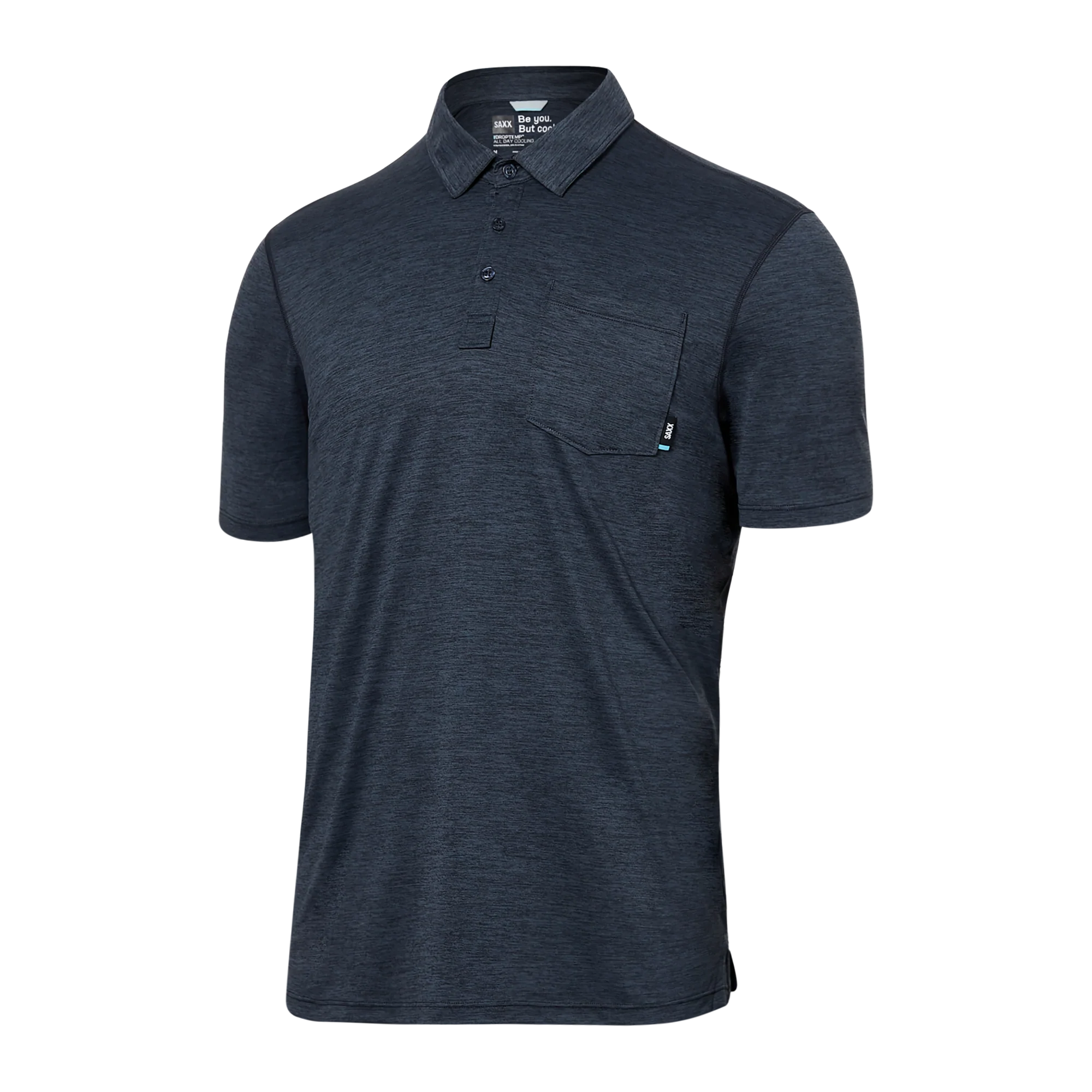 Front of Droptemp All Day Cooling  Polo in Turbulence Heather