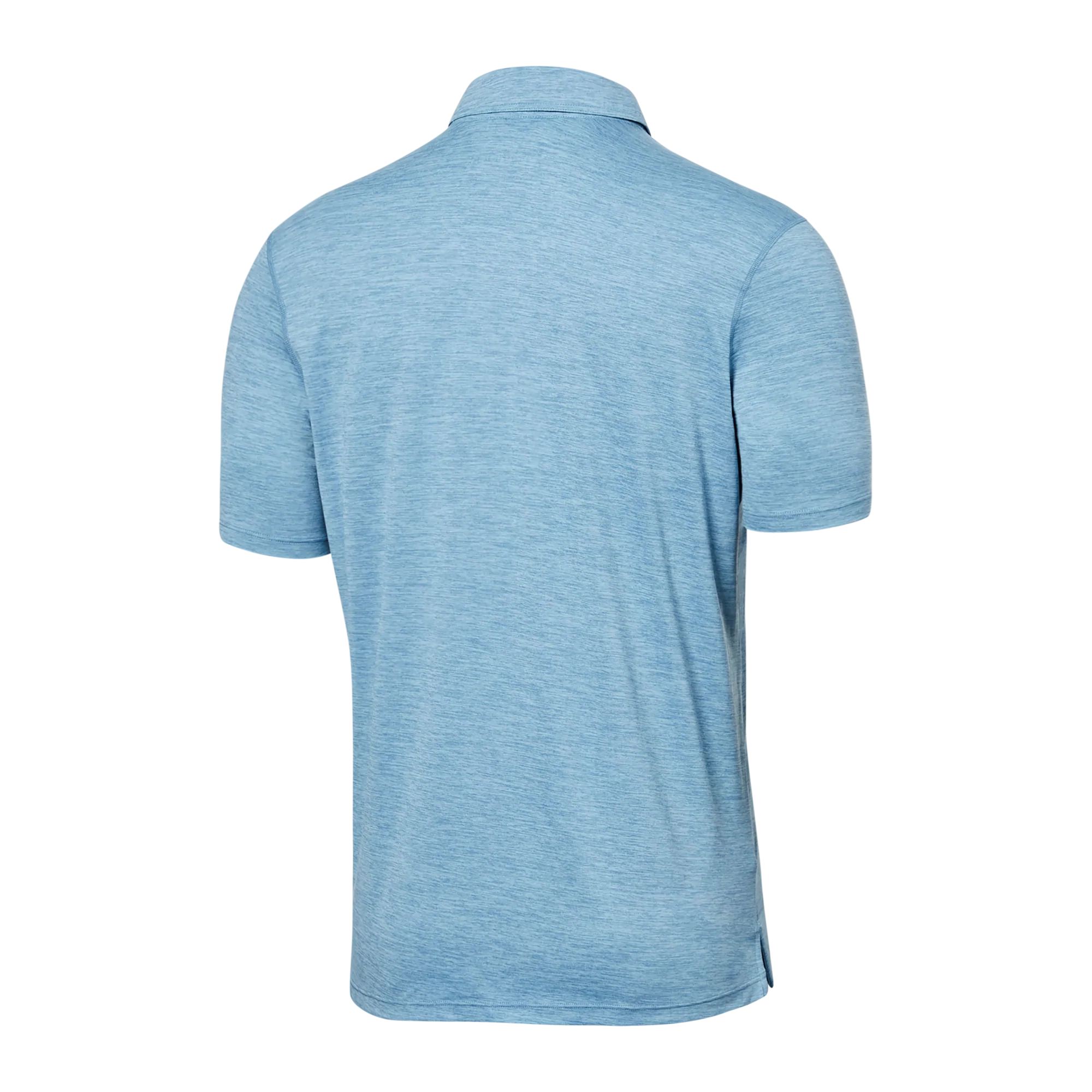 Back of Droptemp All Day Cooling  Polo in Washed Blue Heather