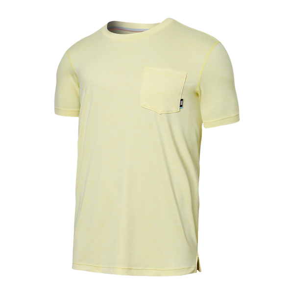 Front of Droptemp All Day Cooling Short Sleeve Pocket Tee in Lemon Twist Heather