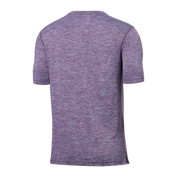 Back of Droptemp All Day Cooling Short Sleeve Pocket Tee in Periwinkle Heather