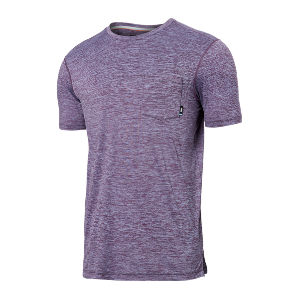Front of Droptemp All Day Cooling Short Sleeve Pocket Tee in Periwinkle Heather
