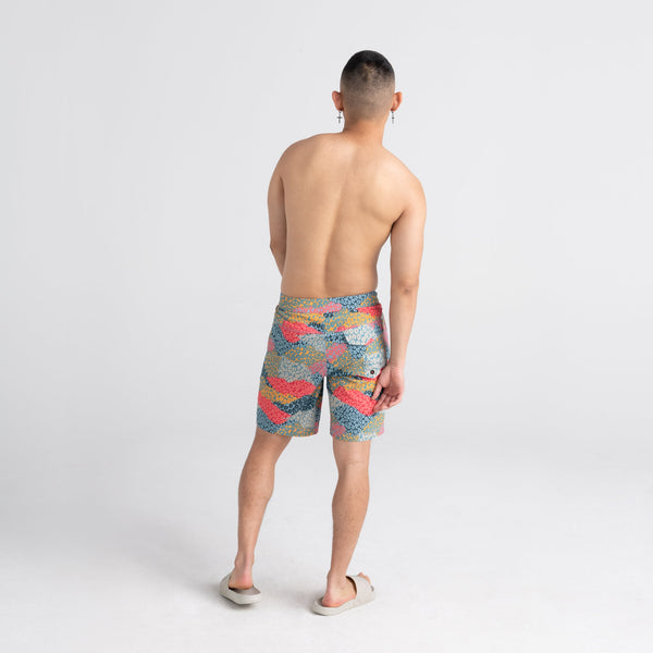 Back - Model wearing Betawave 2N1 Swim Boardie 19" in Multi Predator Camo