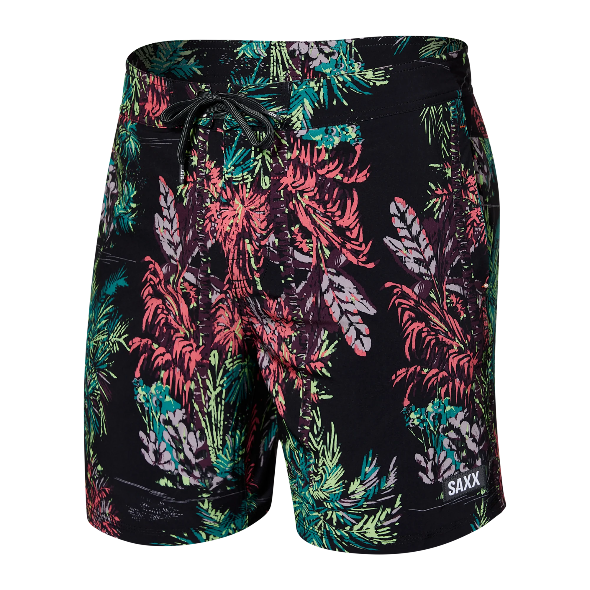 Front of Betawave 2N1 Swim Short Long in Midnight Tropics- Multi