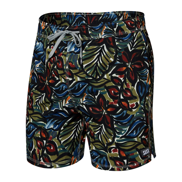 Front of Oh Buoy 2N1 Swim Short Trunk in Painterly Paradise- Multi