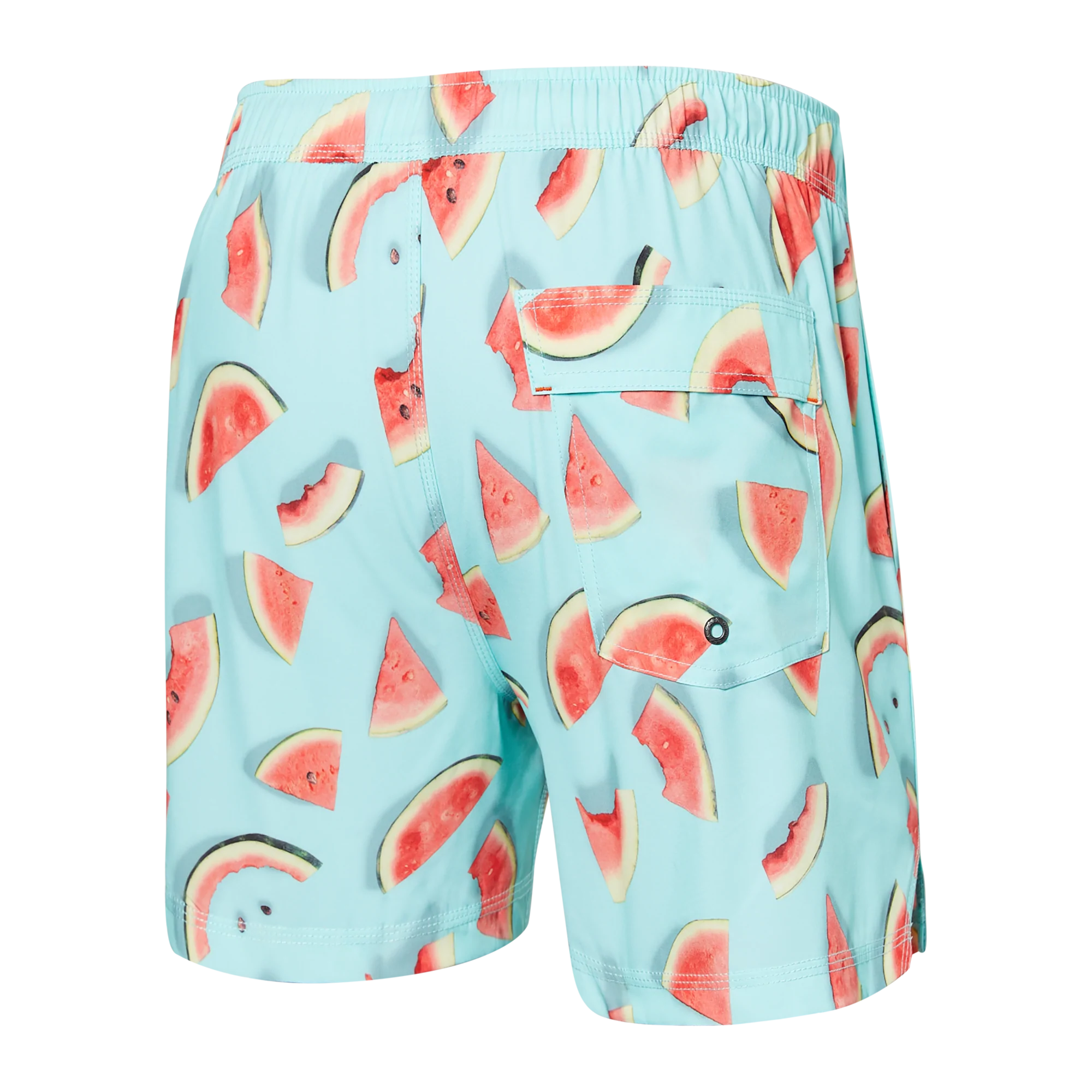 Back of Oh Buoy 2N1 Swim Volley Short 5" in One Hit Wondermelon-Multi