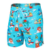 Front of Oh Buoy 2N1 Swim Volley Short 5" in Water Whirled- Blue