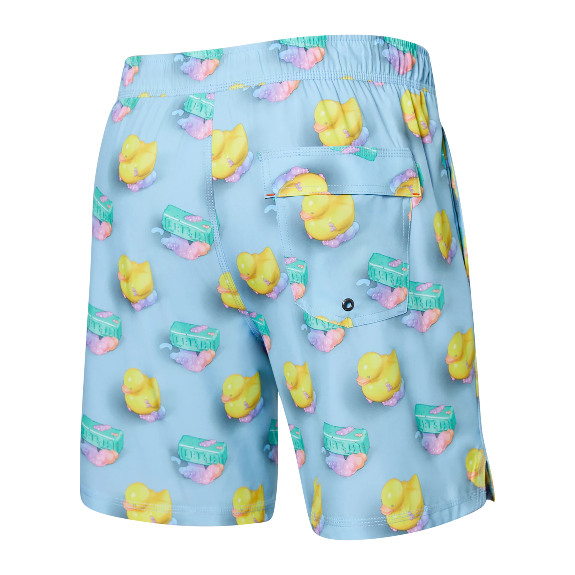 Back of Oh Buoy 2N1 Swim Volley Short 7" in Fresh N' Clean