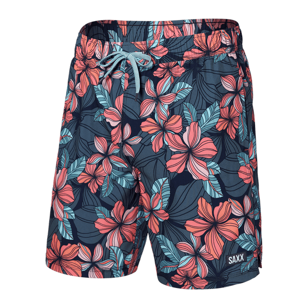 Front of Oh Buoy 2N1 Swim Trunk 7" in Deep Jungle- Maritime