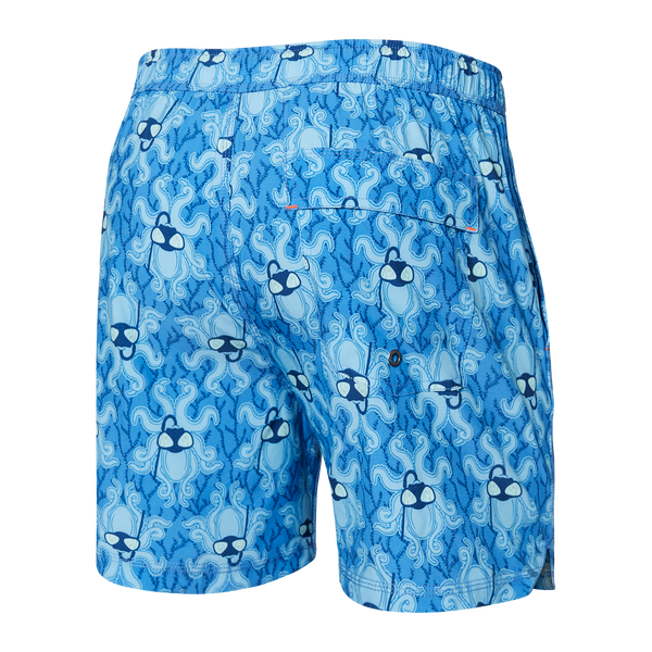 Back of Oh Buoy 2N1 Swim Short Regular in Krakken Toile- Blue