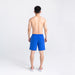 Back - Model wearing Oh Buoy 2N1 Swim Volley Short 7" in Sport Blue