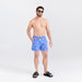Front - Model wearing Go Coastal 2N1 Swim Classic Volley 5" in Flocktail Hour-Sport Blue