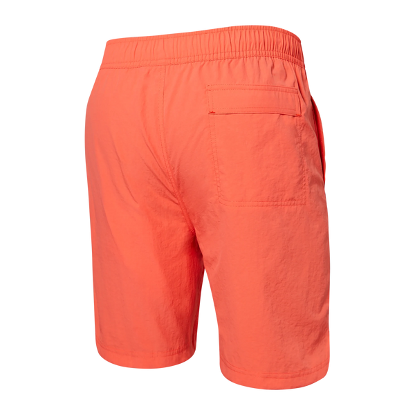 Back of Go Coastal 2N1 Swim Volley Short 7" in Hot Coral