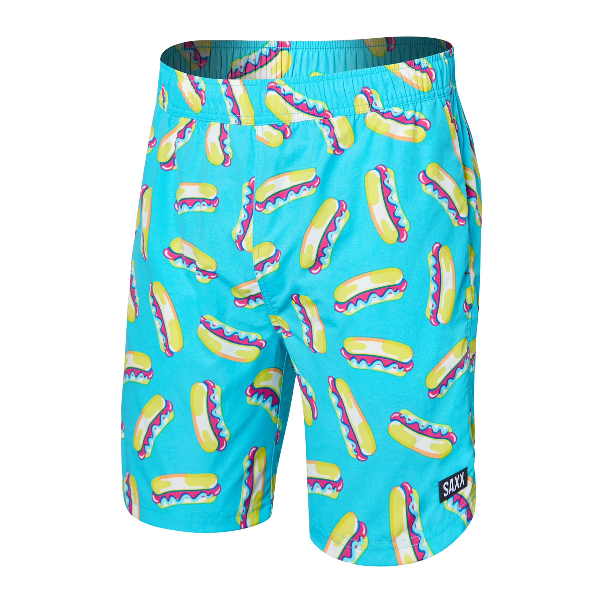 Front of Go Coastal 2N1 Swim Volley Short 7" in Pop Dogs- Hyper Blue
