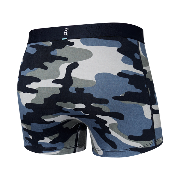 Back of DropTemp Cooling Cotton Trunk in Tidal Camo- Blue