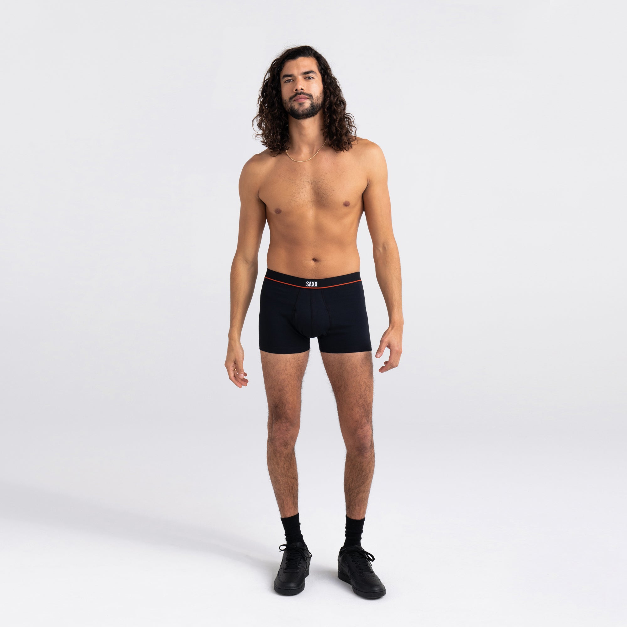 Front - Model wearing Non-Stop Stretch Cotton Trunk in Black