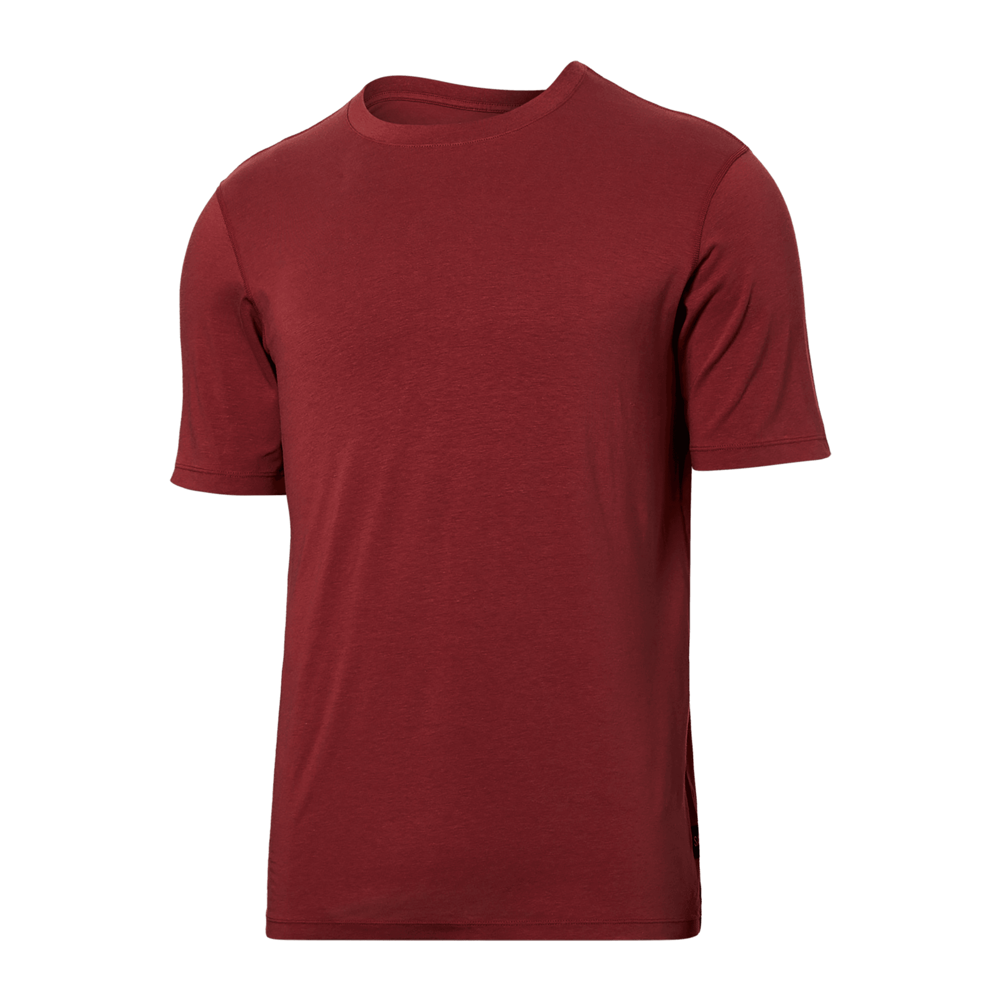 Front of DropTemp Cooling Cotton Short Sleeve Crew in Red Clay