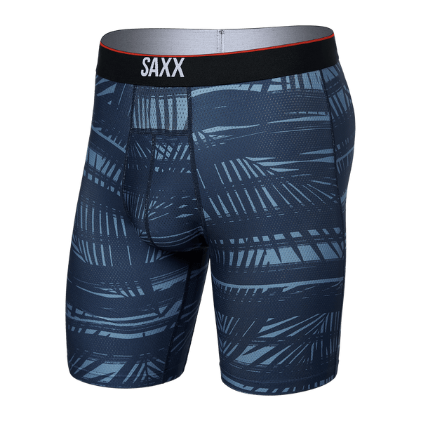 Front of Training Long Boxer Brief in Shade Stripe- Navy